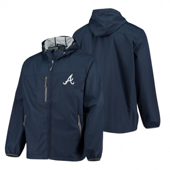 Atlanta Braves Navy Double Play Hoodie Full-Zip Jacket Men's