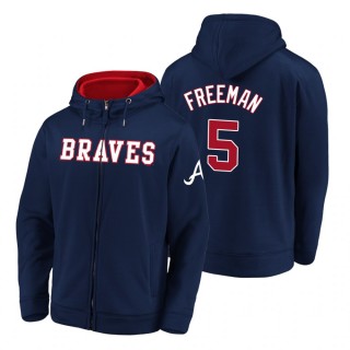 Atlanta Braves Freddie Freeman Navy Matte Fleece Full-Zip Hoodie
