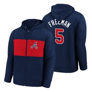 Atlanta Braves Freddie Freeman Navy Team Twill Full-Zip Jacket Men's