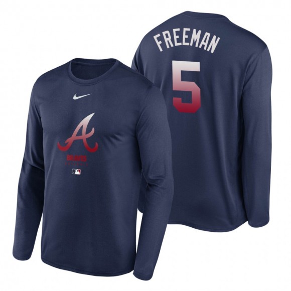 Atlanta Braves Freddie Freeman Navy Legend Performance Authentic Collection Long Sleeve T-Shirt Men's