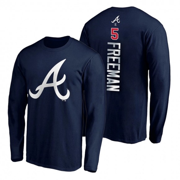 Atlanta Braves Freddie Freeman Navy Personalized Playmaker Name & Number T-Shirt Men's