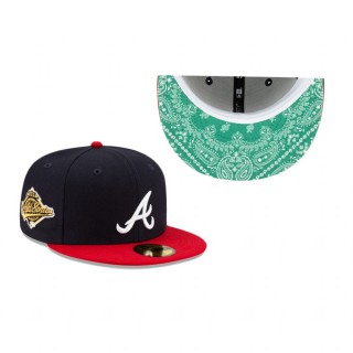 Atlanta Braves Navy Green Paisley Undervisor 59FIFTY Fitted Hat