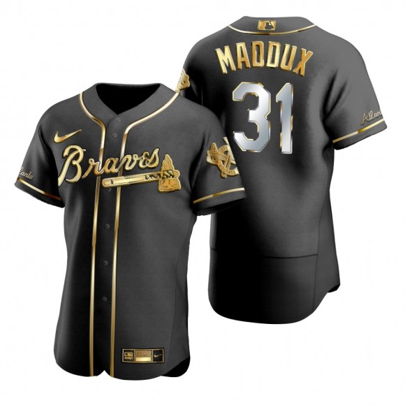 Atlanta Braves Greg Maddux Nike Black Gold Edition Authentic Jersey