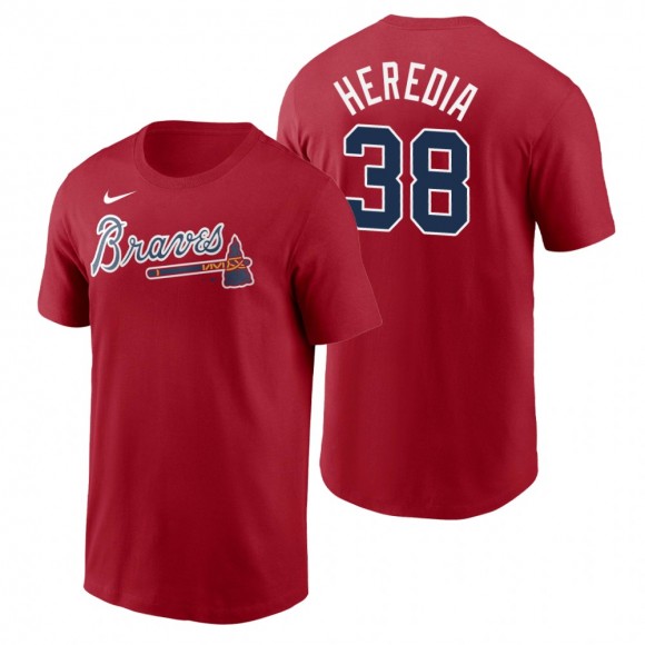 Men's Atlanta Braves Guillermo Heredia Nike Red Name & Number T-Shirt