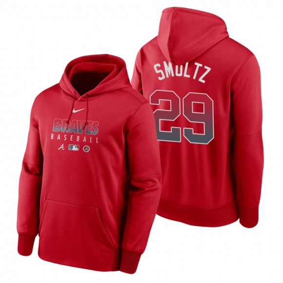 Atlanta Braves John Smoltz Red Authentic Collection Therma Performance Pullover Hoodie