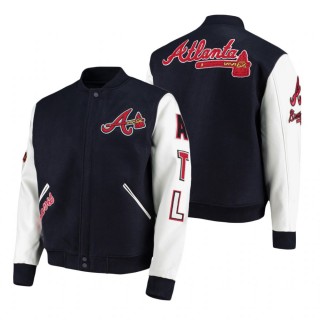 Atlanta Braves Navy White Logo Full-Zip Varsity Jacket Men's