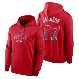 Atlanta Braves Luke Jackson Red Authentic Collection Therma Performance Pullover Hoodie