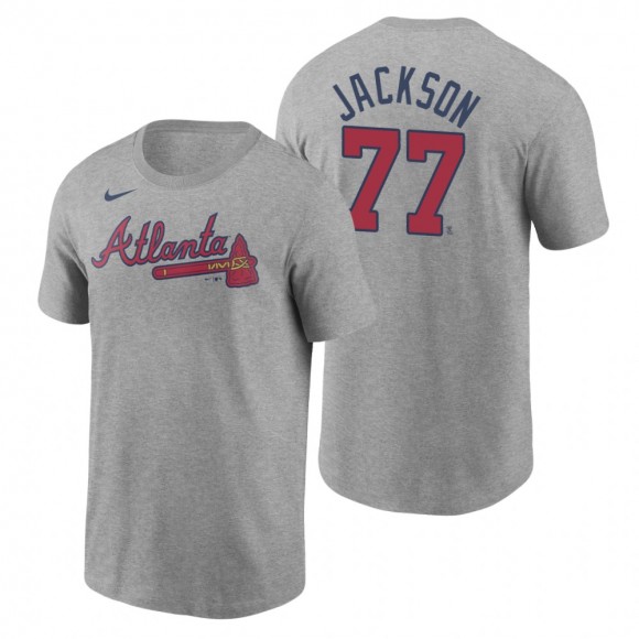 Men's Atlanta Braves Luke Jackson Nike Gray 2020 Name & Number T-Shirt