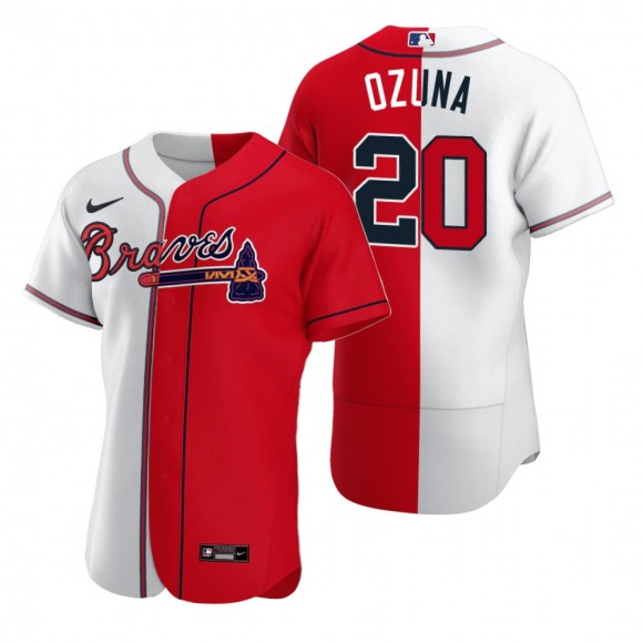 Atlanta Braves Marcell Ozuna Nike White Red Authentic Split Jersey