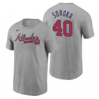 Men's Atlanta Braves Mike Soroka Nike Gray 2020 Name & Number T-Shirt