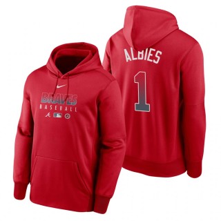 Atlanta Braves Ozzie Albies Red Authentic Collection Therma Performance Pullover Hoodie