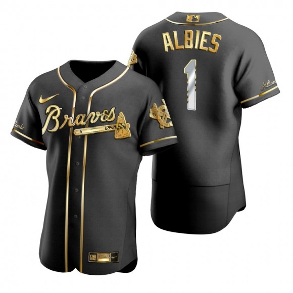 Atlanta Braves Ozzie Albies Nike Black Gold Edition Authentic Jersey