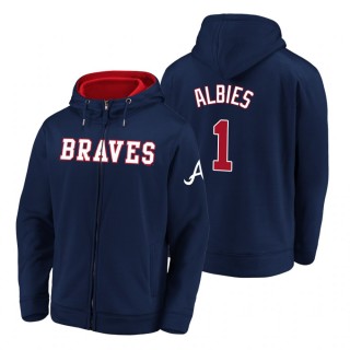 Atlanta Braves Ozzie Albies Navy Matte Fleece Full-Zip Hoodie