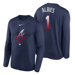 Atlanta Braves Ozzie Albies Navy Legend Performance Authentic Collection Long Sleeve T-Shirt Men's