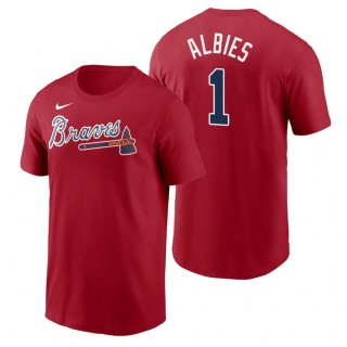 Men's Atlanta Braves Ozzie Albies Nike Red 2020 Name & Number T-Shirt