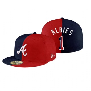 Atlanta Braves Ozzie Albies Navy Red Split 59FIFTY Fitted Hat