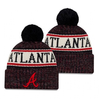 Atlanta Braves Navy Primary Logo Sport Cuffed Knit Hat with Pom