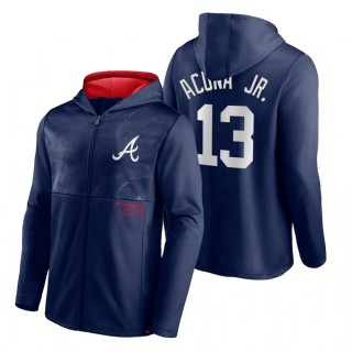 Atlanta Braves Ronald Acuna Jr. Navy Primary Logo Full-Zip Fanatics Branded Hoodie