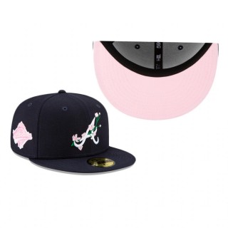 Atlanta Braves Navy Side Patch Bloom 59FIFTY Fitted Hat