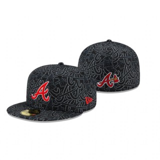 Atlanta Braves Black Team Print 59FIFTY Fitted Hat