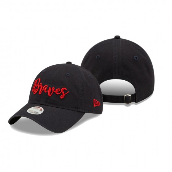 Atlanta Braves Navy Team Script 9TWENTY Adjustable Hat