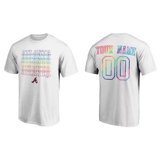 Custom Atlanta Braves White Logo City Pride T-Shirt