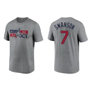 Dansby Swanson Atlanta Braves Heather Charcoal 2022 Postseason T-Shirt