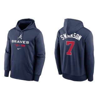 Dansby Swanson Atlanta Braves Navy 2022 Postseason Authentic Collection Dugout Pullover Hoodie