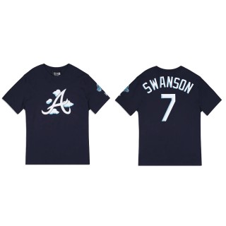 Dansby Swanson Atlanta Braves Navy Clouds T-Shirt
