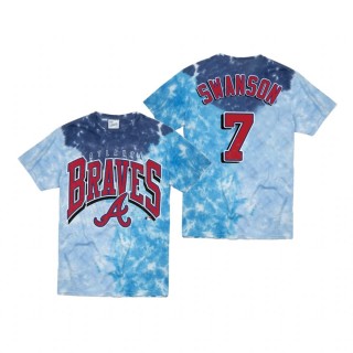 Atlanta Braves Dansby Swanson Blue Tri Dye Vintage Tubular T-Shirt