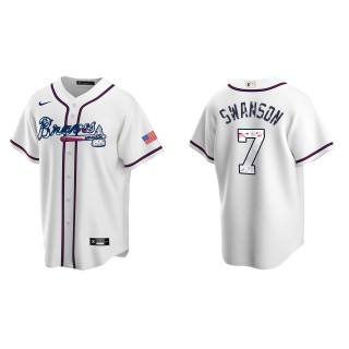 Dansby Swanson Atlanta Braves White 2022 4th of July Independence Day Home Replica Jersey