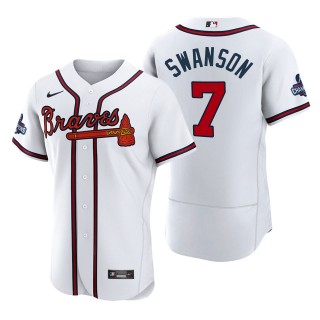 Dansby Swanson Atlanta Braves Nike White 2021 World Series Champions Authentic Jersey