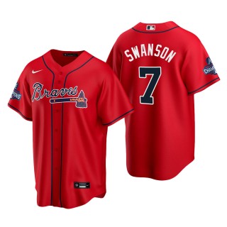 Dansby Swanson Men's Atlanta Braves Nike Red Alternate 2021 World Series Champions Replica Jersey