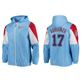 Ehire Adrianza Men's Atlanta Braves Mitchell & Ness Light Blue Throw It Back Full-Zip Windbreaker Jacket