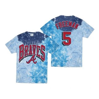 Atlanta Braves Freddie Freeman Blue Tri Dye Vintage Tubular T-Shirt
