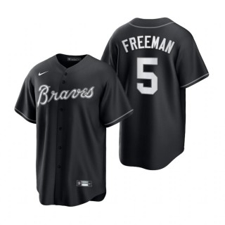 Men's Atlanta Braves Freddie Freeman Nike Black White 2021 All Black Fashion Replica Jersey