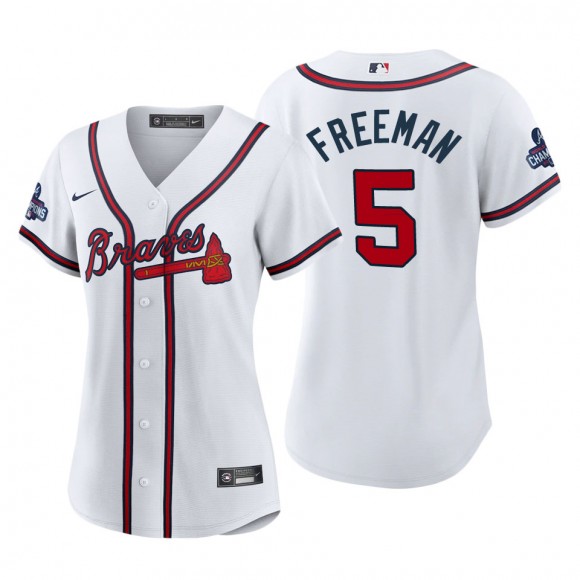Freddie Freeman Women Atlanta Braves Nike White 2021 World Series Champions Replica Jersey