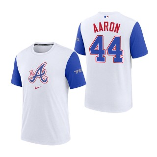 Hank Aaron Atlanta Braves White Royal 2023 City Connect Authentic Collection Legend T-Shirt