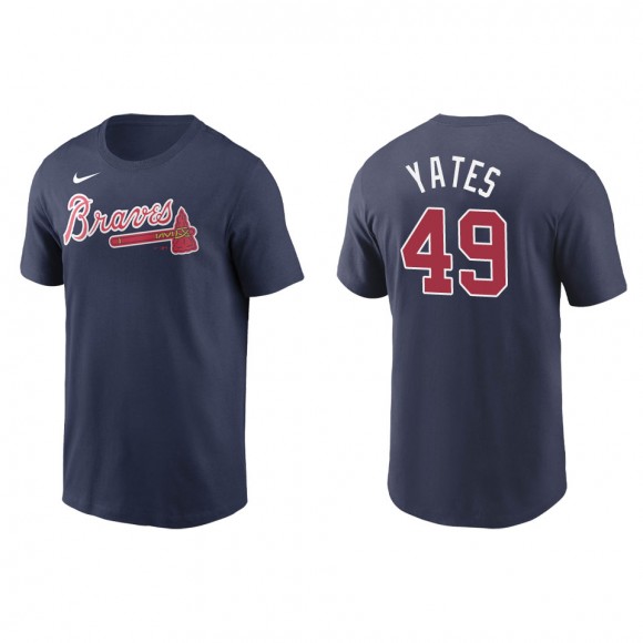Men's Atlanta Braves Kirby Yates Navy Name & Number T-Shirt