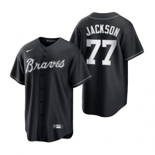 Men's Atlanta Braves Luke Jackson Nike Black White 2021 All Black Fashion Replica Jersey