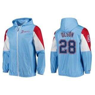 Matt Olson Men's Atlanta Braves Mitchell & Ness Light Blue Throw It Back Full-Zip Windbreaker Jacket