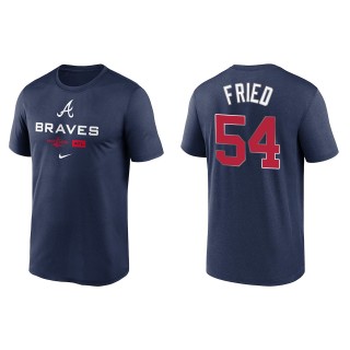 Max Fried Atlanta Braves Navy 2022 Postseason Authentic Collection Dugout T-Shirt