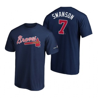 Atlanta Braves Dansby Swanson Navy 2019 Postseason Name & Number T-Shirt