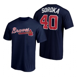 Atlanta Braves Mike Soroka Navy Authentic Stack Name & Number T-Shirt