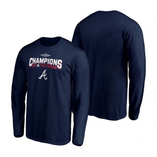 Men's Atlanta Braves Navy 2019 NL East Division Champions Base Coach Long Sleeve T-Shirt