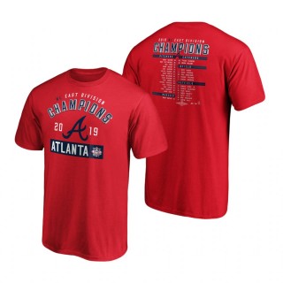 Men's Atlanta Braves Red 2019 NL East Division Champions Base Runner Roster T-Shirt