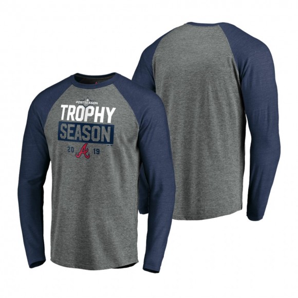 Men's Atlanta Braves Heather Gray 2019 Postseason Around the Horn Long Sleeve T-Shirt