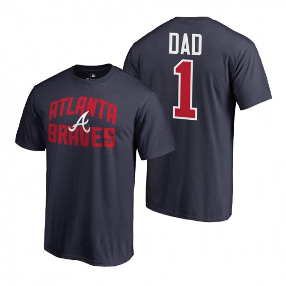 2019 Father's Day Atlanta Braves Navy #1 Dad T-Shirt