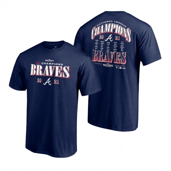Men's Atlanta Braves Navy Bloop Single Roster T-Shirt 2021 National League Champions