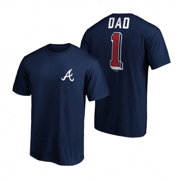 Men's Atlanta Braves Navy T-Shirt Number One Dad